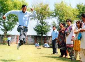 Players in action during Annual Sports Week at Sai Shyam College of Education, Jammu on Thursday.