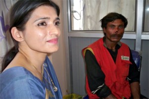 A patient from  Ramban District of J&K State being examined by Doctor for his nose deformity in the camp.