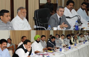 Chief Minister, Omar Abdullah chairing Kissan Advisory Board meeting at Jammu on Thursday.