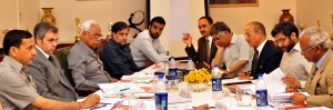 Governor NN Vohra and Chief Minister Omar Abdullah chairing University Council meeting of SKUAST- Kashmir at Jammu on Thursday.