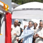 Governor N N Vohra and Chief Minister Omar Abdullah inaugurating water supply scheme at Katra on Saturday.
