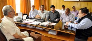 Minister for PHE, Irrigation and Flood Control Taj Mohi-ud-Din and Political Advisor to Chief Minister Devender Singh Rana reviewing status of water supply schemes in Nagrota on Friday.