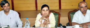 Minister for Social Welfare Sakina Itoo chairing the meeting of State Level Advisory Council for senior citizens at Jammu on Monday.