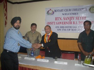 District Governor Rotary Club Sanjiv Sethi during his visit to Rotary Club Udhampur.