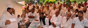 Minister for Revenue, Relief and Rehabilitation Raman Bhalla addressing a public gathering at Sunjwan on Friday.