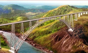 An artistic impression of rail bridge across Chenab, which will be world's tallest.