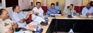 Divisional Commissioner, Pardeep Gupta interacting with officers on Monday.