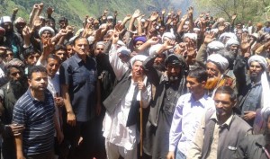 Former Minister and MLA, Inderwal, GM Sarrori, in a public meeting at Kishtwar on Tuesday.