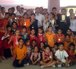 The medal winners of 2nd J&K Jump Rope Championship posing for a group photoraph alongwith officials.