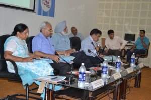 Vice Chancellor, Prof MPS Ishar and Academic Council members during meeting at Jammu University, on Tuesday.