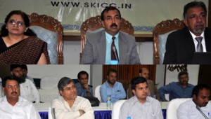 Principal Secretary, PDD Sudanshu Panday chairing a workshop at SKICC on Wednesday.