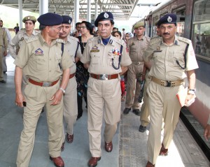 IG Railway Police, Abdul Qayoom Manhas and SSP Raliway, Bashir Ahmad Yatoo reviews security arrangement of Railway station on Tuesday.