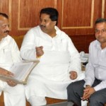 Minister for Revenue Raman Bhalla interacting with MLAs  at Srinagar on Wednesday.