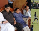 Chief Minister Omar Abdullah alongwith other dignitaries witnessing football match at Bandipora on Wednesday.