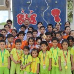 Children of Sprawling Buds School celebrating National Sports Day on Wednesday.