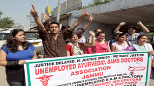 Unemployed Ayurvedic Doctors demand absorption in Govt jobs