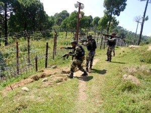 Troops in action at Mendhar sector.