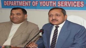 Director General Youth Services and Sports, Navin Aggarwal and Joint Director, Madan Lal addressing media persons in Jammu on Tuesday.  —Excelsior/Rakesh