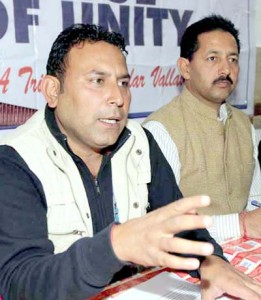 Dr Suresh Ajay Magotra along with others addressing the press conference on Thursday. -Excelsior/Rakesh