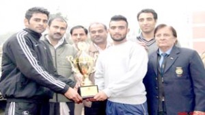 Winner being felicitated during the concluding function of SANDA Cup Wushu Championship in Jammu on Thursday.