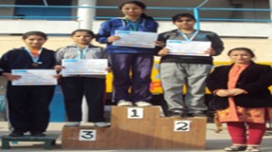 Winners posing for a group photograph at SOS School in Jammu.