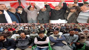 NC leaders during party delegates convention at Rajouri on Wednesday.