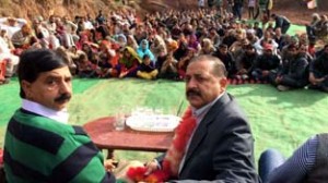 Dr Jitendra Singh during public meeting at Udhampur on Sunday.