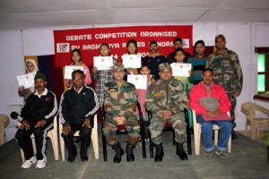 Winners of Debate Competition posing alongwith Army Officers in Doda.