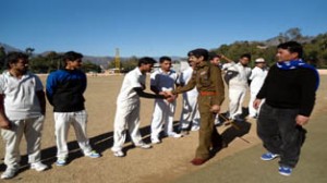 SSP Reasi, Vivek Gupta interacting with players while inaugurating Sadbhavana Cup T20 Cricket Tournament in Reasi on Friday.