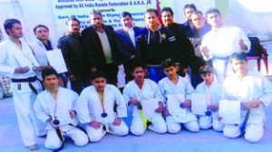 Medal winners from J&K in 4th International Karate Championship in Mumbai.