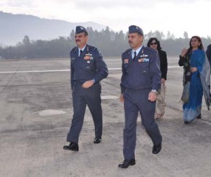 Air Marshal SS Soman and other dignitaries during their visit to Air Force Station Udhampur on Tuesday.