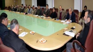 Chief Secretary Mohammad Iqbal Khanday chairing Committee of Secretaries meeting at Jammu on Wednesday.