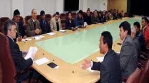 Chief Minister Omar Abdullah interacting with a deputation at Jammu on Thursday.
