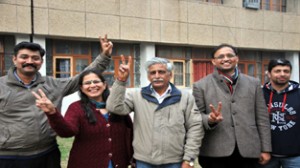 Winners posing for photograph at JU on Thursday.