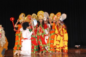 Students presenting colourful activity during Annual Day celebration of Sprawling Buds School in Jammu.