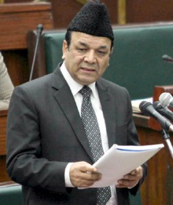 Finance Minister Abdul Rahim Rather reading budget speech in Legislative Assembly on Thursday. -Excelsior/Rakesh