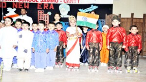 Students of Tiger Kids posing for a group photograph during Annual Day celebration.