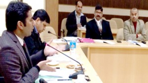 DDC, Dr Shahid Iqbal Choudhary chairing a meeting at Reasi on Thursday.