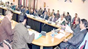 Secretary Cooperative RK Koul chairing officers meeting at Jammu on Thursday.