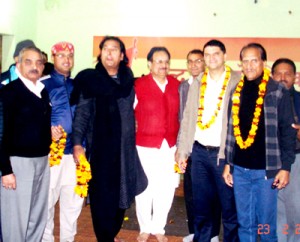 Newly elected office bearers of Raghunath Pura Welfare Association posing for photograph at Jammu on Monday.