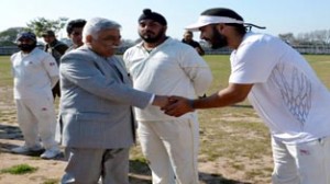 Minister for Planning, Labour and Employment, Ajay Sadhotra interacting with players while inaugurating Cricket Tournament.