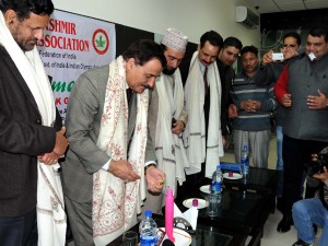 Speaker J&K Legislative Assembly, Mubarak Gul and other dignitaries during Candle Light Ceremony organized by J&K Atya Patya Association at Jammu Club on Sunday. -Excelsior/Rakesh