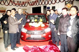 Officials of Shaurya Motors Limited launching ‘Celerio’ at Jammu on Saturday.