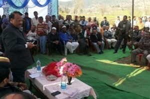 R S Sharma chairing Rogi Kalyan Samiti meeting at Jammu on Monday.