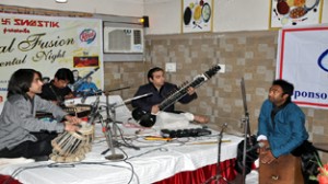 Artists performing in musical concert held in Jammu on Saturday.