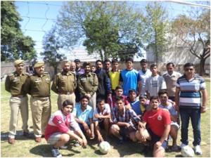 Winners of Volleyball Tournament posing for a group photograph alongwith the dignitaries in Jammu.