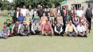 Alumni of Sainik School Kapurthala posing for a photograph during a function organised honour Major General, Anup Dhar.