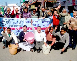 People raising slogans during protest at Jammu on Wednesday.