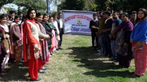 The students and staff of Sacred Heart College of Education posing for a photograph during concluding function of the Sports Week. 