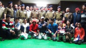 Winners of 'Chhoona Hai Aasman Season-4' posing alongwith the dignitaries at Udhampur on Thursday.